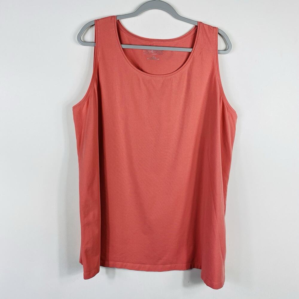 Catherines Tank Top 2X 22 24 Pink Suprema Collection Scoop Neck Sleeveless